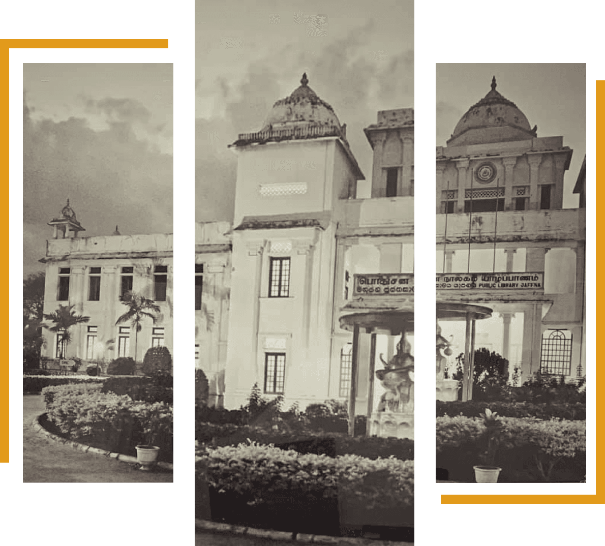 Historic collage of Jaffna Public Library